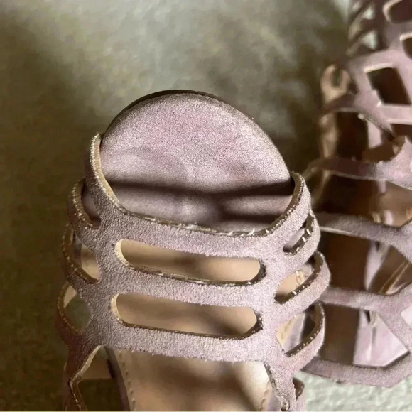 Express Mauve Pink Suede Strappy High Heels - Picture 11 of 15